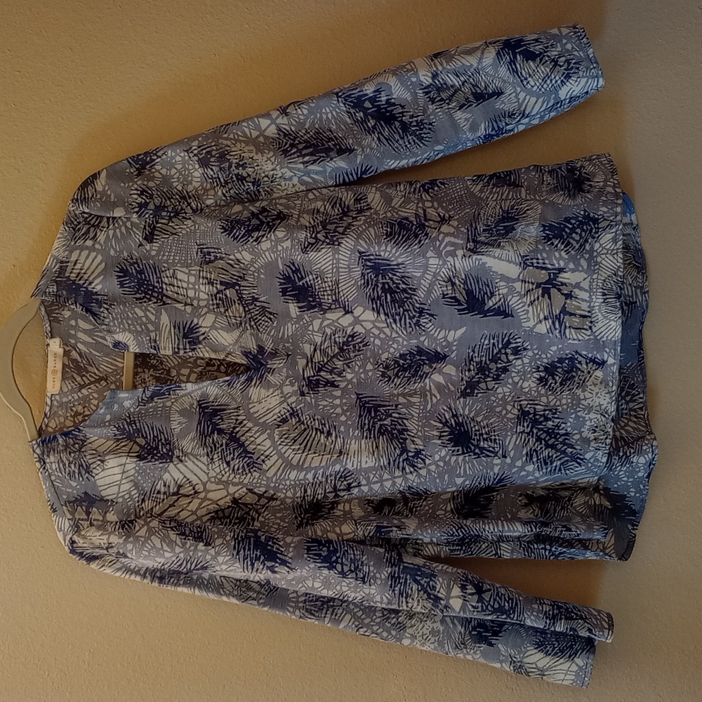 Tory Burch Blue Indigo Palms Tunic Sz 2